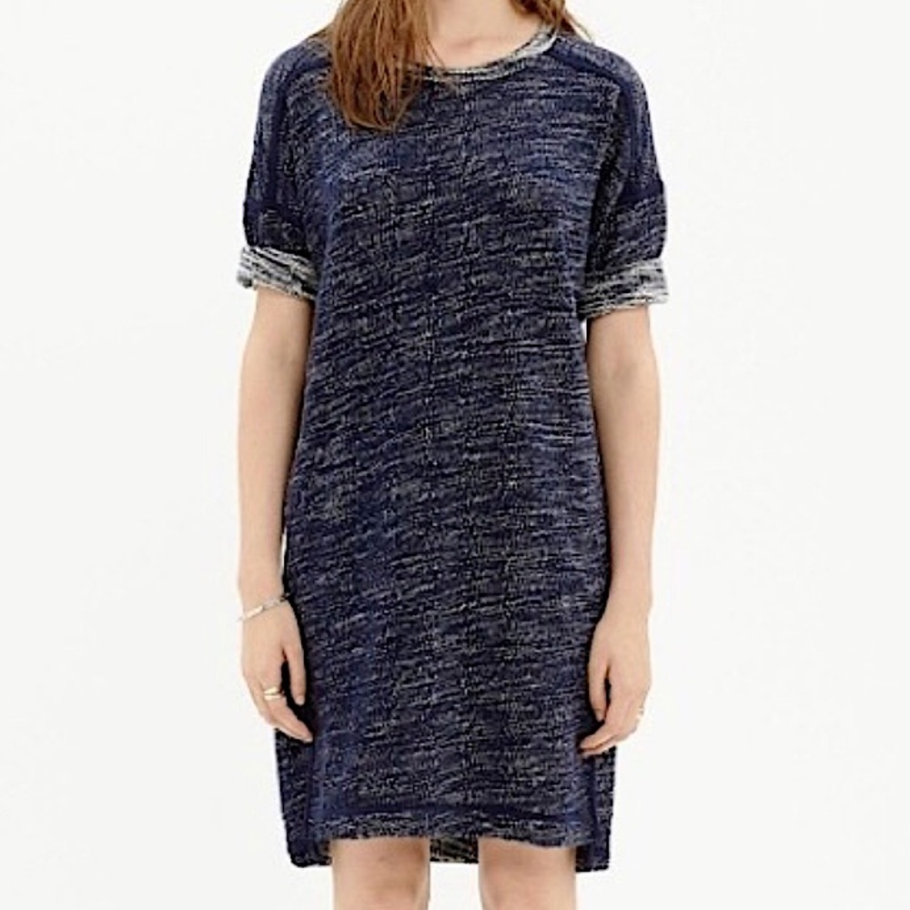 Madewell blue marked short sleeve sweatshirt dress